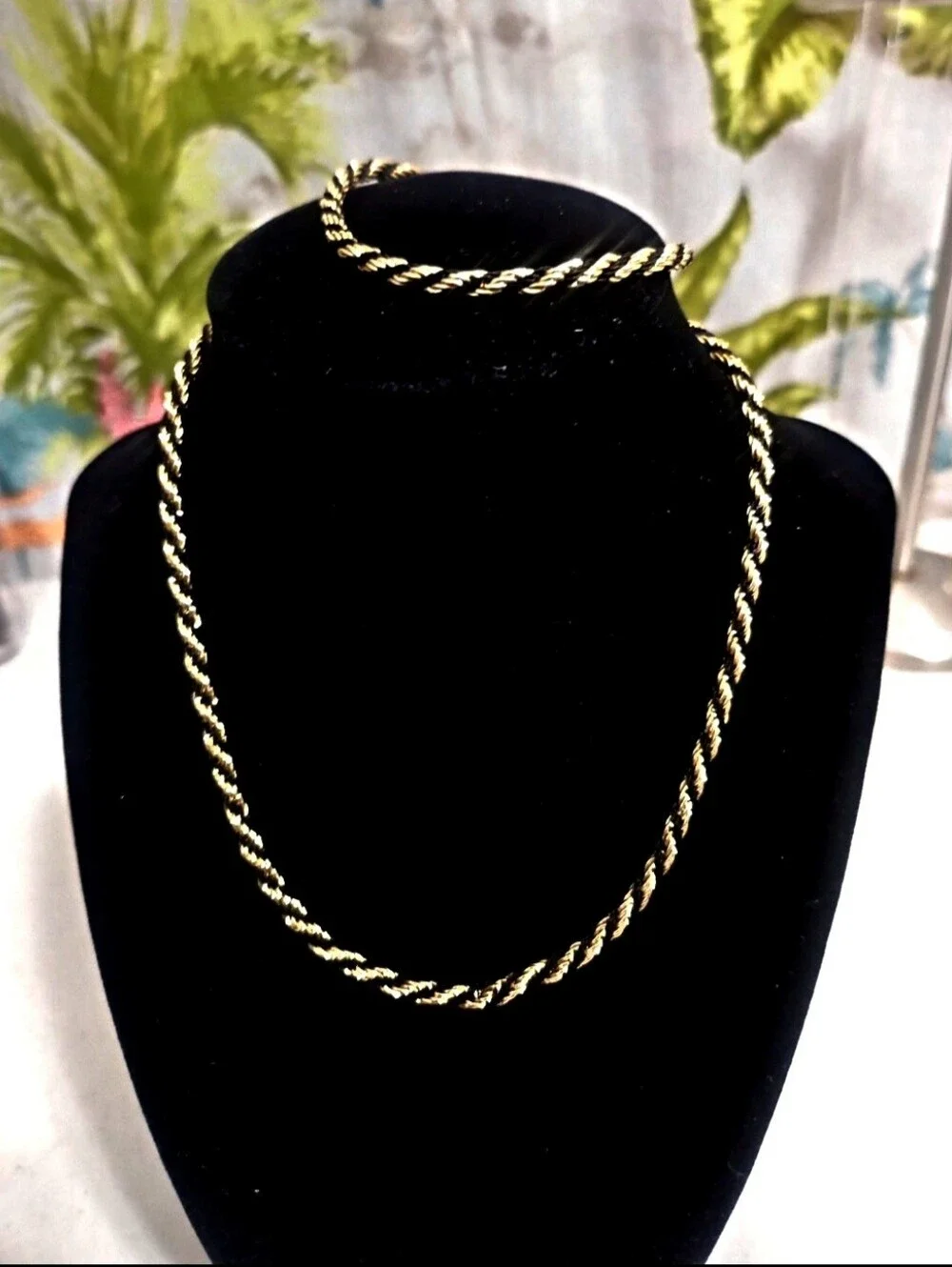 Trifari Twisted  Gold and Black Rope Necklace and Bracelet Set